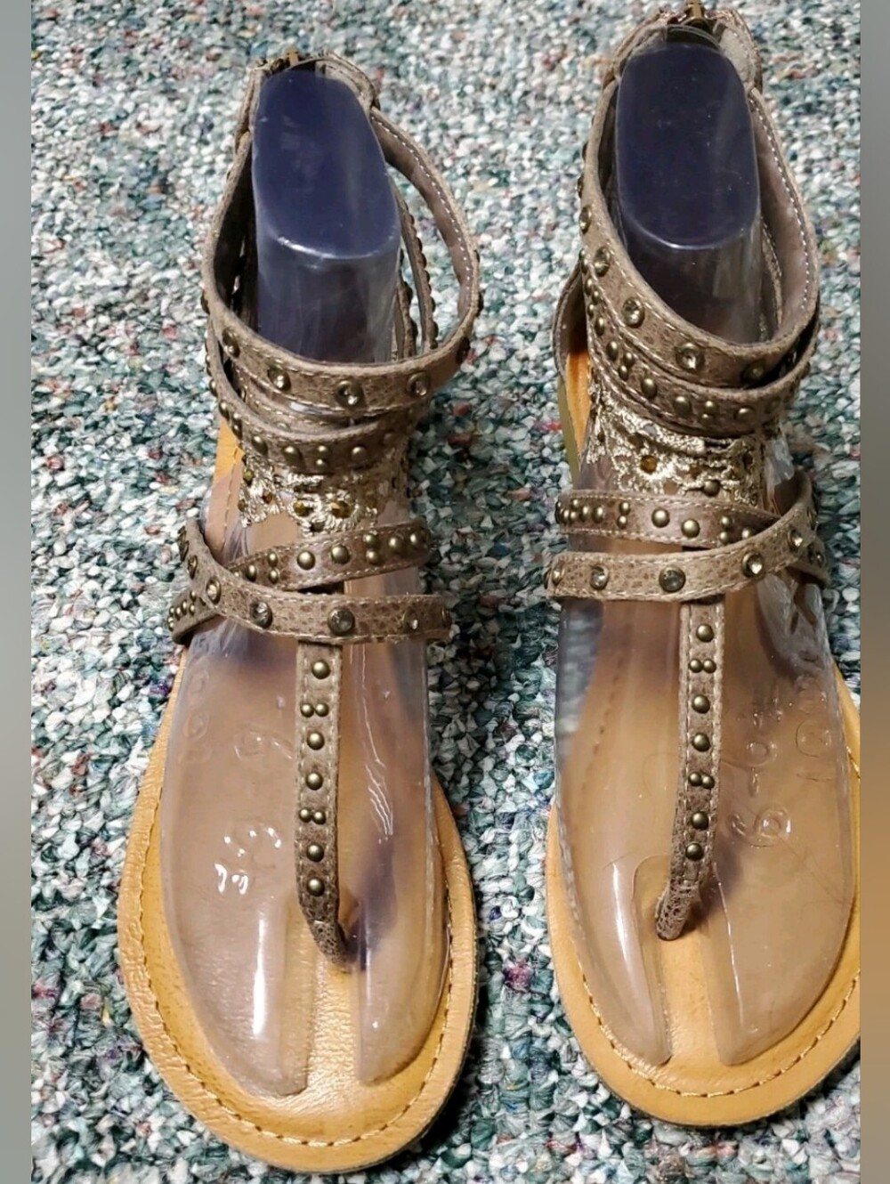 Not Rated Ankle Sandals in Beaded In Taupe 6.5 M New